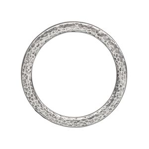 Component, TierraCast&reg;, "Hammertone" collection, pewter (tin-based alloy), 31.5mm hammered open round. Sold individually.