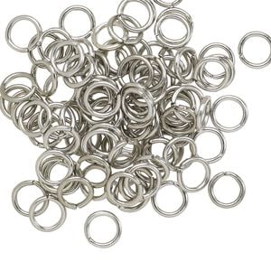 Jump ring 1pkg100 aluminum, 6mm round, 18 gauge / 4.2mm inside diameter / metallic grey