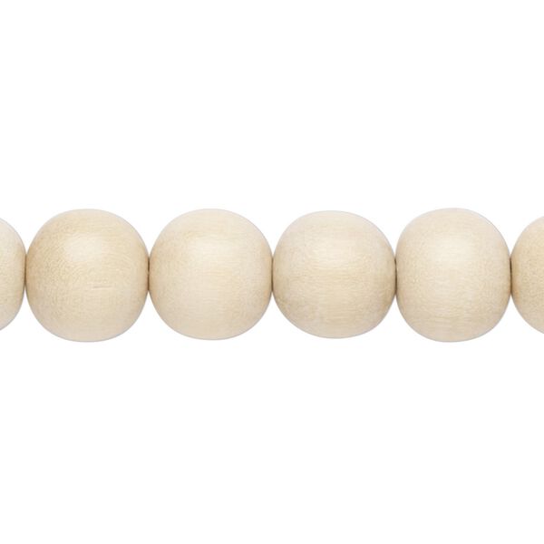 Bead 1pkg1, Taiwanese cheesewood (natural), 9-10mm round, 15-1/2 to 16 inches. image number 0