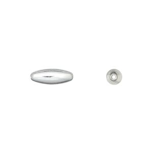 Bead 1pkg100 silver-plated, 12x4.5mm oval, brass