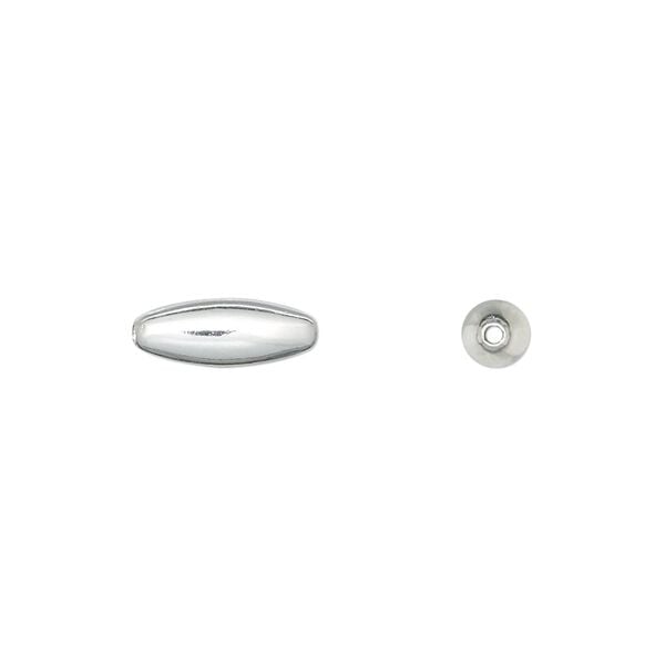 Bead 1pkg100 silver-plated, 12x4.5mm oval, brass image number 0