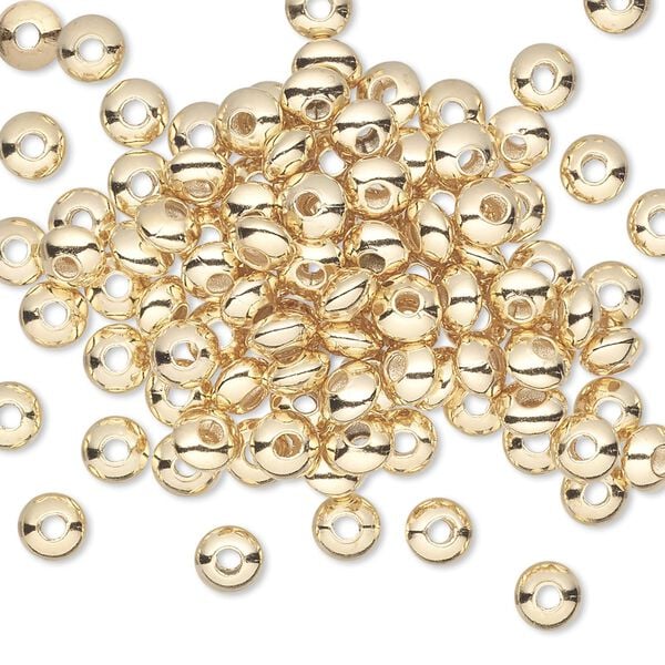 Bead 1pkg100 gold-plated, 5x3mm saucer, brass image number 0