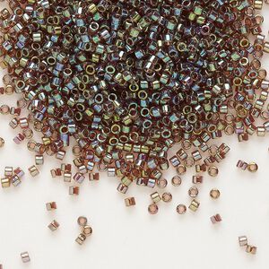 Seed bead, Delica&reg;, glass, pkg/250g, #11 round, translucent rainbow gold luster root beer (DB-0122).