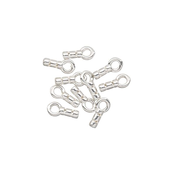 Crimp end 1pkg10 sterling silver, 5x2mm tube / loop / approx 0.6mm inside diameter, JBB Findings image number 0