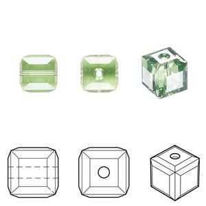Bead 6pk peridot, Crystal Passions&reg; Regenerated 8mm cube 5601