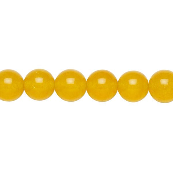Yellow "jade" (quartz) 1pkg1, round bead 15.5-16 inch 8mm image number 0