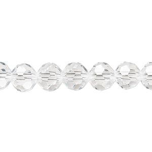 Bead 1pk 32 facets transparent clear, Celestial Crystal&reg; 8mm round 15.5-16 inch