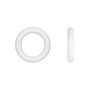 Component, Oh! Ring&trade;, silicone, white, 15mm round with 10mm hole. Sold per pkg of 100.