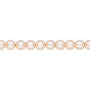 Pearl 50pk peach, Preciosa Czech crystal 5mm round