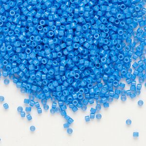 Seed bead, Delica&reg;, glass, pkg/250g, #11 round, Duracoat&reg; opaque outside dyed azure blue (DB-2134).