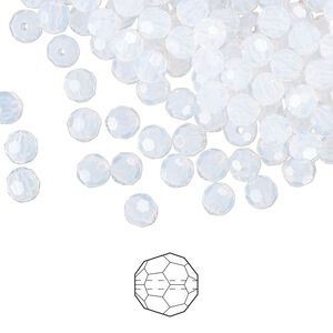 Bead 144pk white opal, Preciosa Czech crystal 4mm round