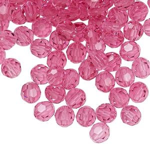 Bead 144pk rose, Preciosa Czech crystal 6mm round
