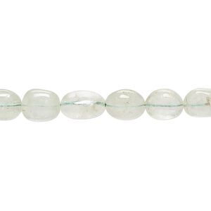 Green beryl 1pkg1, hand-cut pebble bead natural 15 inch medium