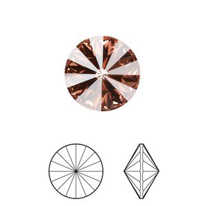 Chaton 4pk rose peach foil back, Crystal Passions&reg; 14mm rivoli 1122