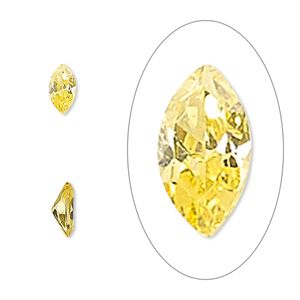 Gem, cubic zirconia, topaz gold, 4x2mm faceted marquise, Mohs hardness 8-1/2. Sold per pkg of 5.