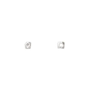 Bead 1pkg16 sterling silver, 3mm faceted cube / dot, antiqued Hill Tribes