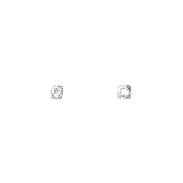 Bead 1pkg16 sterling silver, 3mm faceted cube / dot, antiqued Hill Tribes image number 0