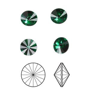 Chaton 8pk majestic green foil back, Crystal Passions&reg; 8.16-8.41mm rivoli SS39 1122