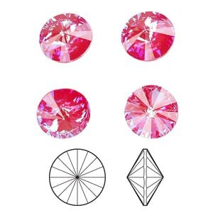 Chaton 4pk crystal royal red DeLite, Crystal Passions&reg; 14mm rivoli 1022