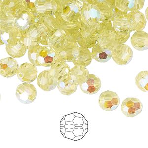 Bead 24pk jonquil AB, Preciosa Czech crystal 6mm round