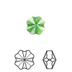 Bead 96pk fern green, Swarovski&reg; 12mm clover 5752