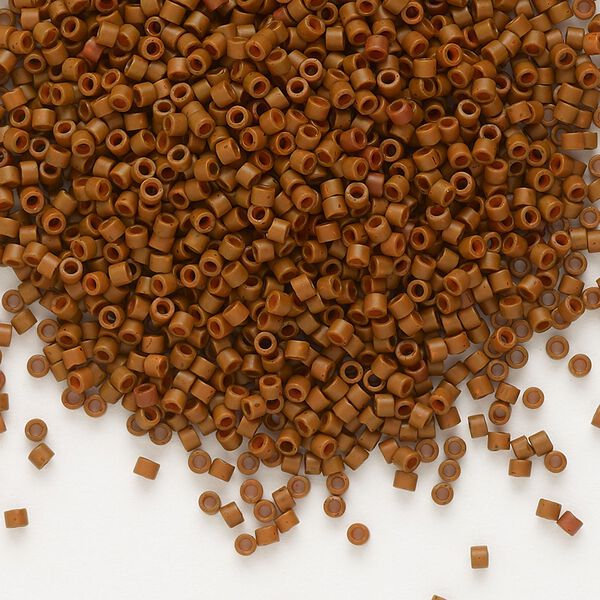 Seed bead, Delica&reg; 1pkg7.5g glass, #11 round, opaque matte sienna orange / outside dyed (DB-0794) image number 0