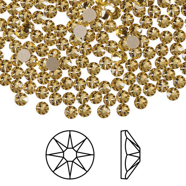 Flat back 1pkg1440 dark jonquil foil back, Swarovski&reg; ReCreated&trade; 3-3.2mm rose round SS12 2088 image number 0