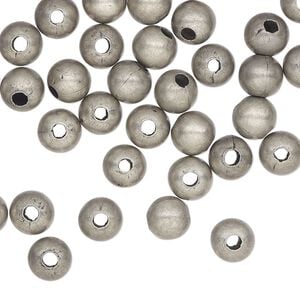 Bead 1pkg500 silver-plated, 6mm round, steel antique