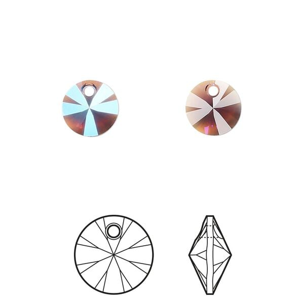 Drop 144pk amethyst shimmer, Swarovski&reg; 8mm pendant mini disk 6428 image number 0