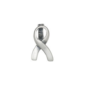 Bail, JBB Findings, ice-pick, antiqued sterling silver, 18x11mm awareness ribbon, 9mm grip length. Sold individually.