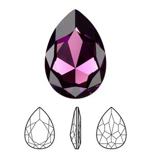 Fancy stone 24pk amethyst foil back, Swarovski&reg; 30x20mm pear 4327
