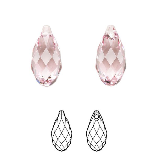Briolette 36pk light rose, Swarovski&reg; 17x8.5mm pendant drop 6010 image number 0