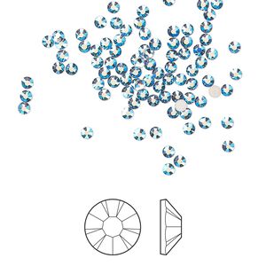 Flat back 1440pk denim blue AB foil back, Preciosa MAXIMA Czech crystal hotfix rhinestone 1.9-2.1mm chaton rose round SS6