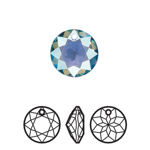 Drop 24pk aquamarine shimmer, Swarovski&reg; 14mm pendant classic cut 6430