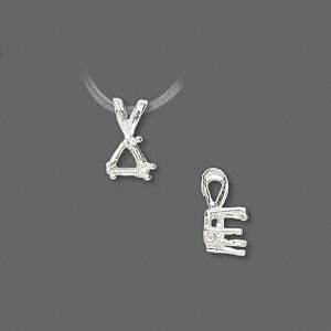 Pendant, Sure-Set&trade;, sterling silver, 6mm 6-prong triangle basket setting. Sold individually.