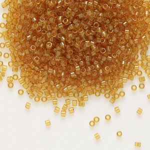 Seed bead, Delica&reg;, glass, pkg/250g, #11 round, translucent gold luster honey (DB-0119).