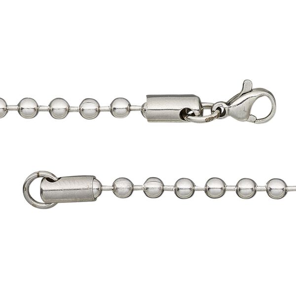 Chain 1pkg4 ball, 3.2mm / lobster claw clasp, stainless steel 8 inch image number 0