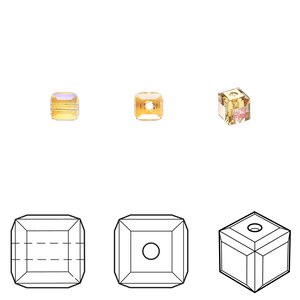 Bead 1pkg12 dark orange (HICT), Crystal Passions&reg; 4mm cube 5601