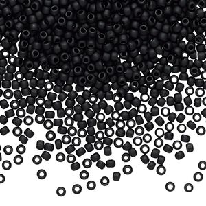 Seed bead, TOHO BEADS&reg;, glass, pkg/50g, #11 round, opaque frosted jet (TR-11-49F).