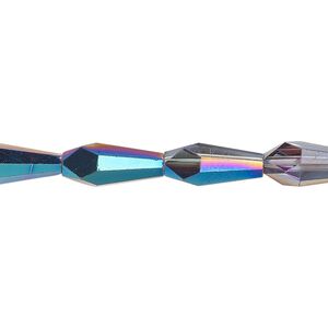 Bead, glass, crystal Bermuda blue, 14x6mm faceted teardrop. Sold per 15-1/2 to 16-inch strand.