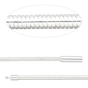 Chain 1pkg1 silver-plated omega, 3mm / fits 4.5mm or larger hole / pop-style clasp, brass 16 inch
