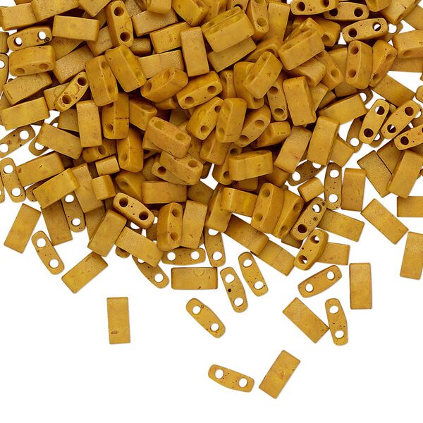 Seed bead, TILA&reg;, glass, pkg/40g, 5x2.3mm half tila rectangle, opaque matte brown, (HTL-2312). image number 0