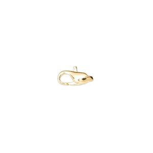 Clasp lobster claw 1pkg100 gold-plated, 9x4mm, brass 1-strand