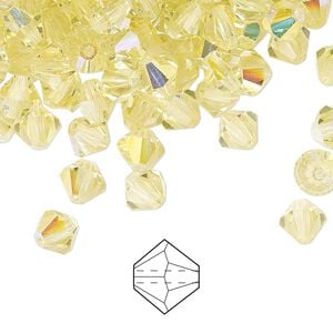 Bead 24pk jonquil AB, Preciosa Czech crystal 6mm bicone