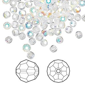 Bead 1440pk crystal AB, Crystal Passions&reg; 2mm round 5000