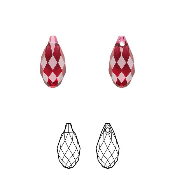 Briolette 144pk scarlet, Swarovski&reg; 13x6.5mm pendant drop 6010 image number 0