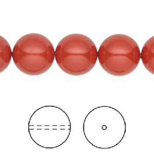 Pearl 10pk dark coral pearl, Crystal Passions&reg; 12mm round 5810