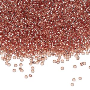Seed bead, Miyuki 1pkg250g glass, #15 rocaille, Duracoat&reg; transparent silver-lined mica / outside dyed (RR-4271)