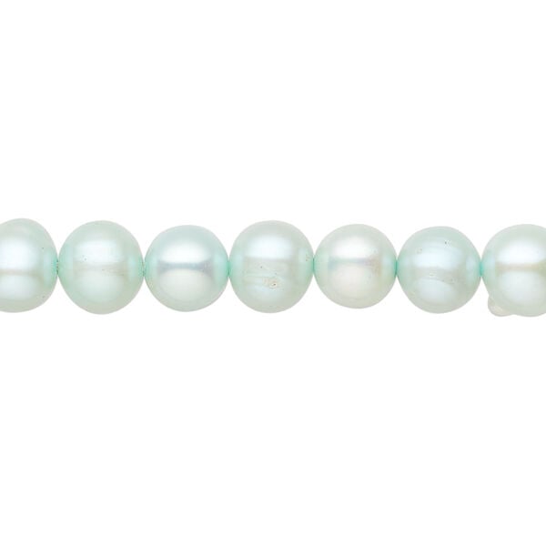 Freshwater pearl 1pkg1, semi-round, 14 inch light teal 6-9mm cultured image number 0