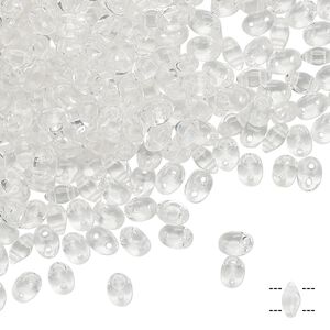 Bead, Preciosa Twin&trade;, Pressed Twin, Czech pressed glass, transparent clear, 5x2.5mm oval with (2) 0.7-0.8mm holes. Sold per 250-gram pkg.